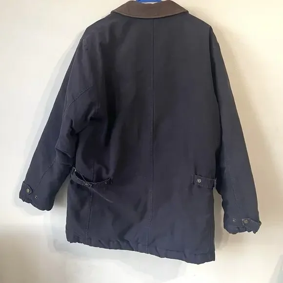 Vintage Eddie Bauer Jacket Mens XL Tall Navy Goose Down Chore Barn Coat Quilted - Picture 7 of 15